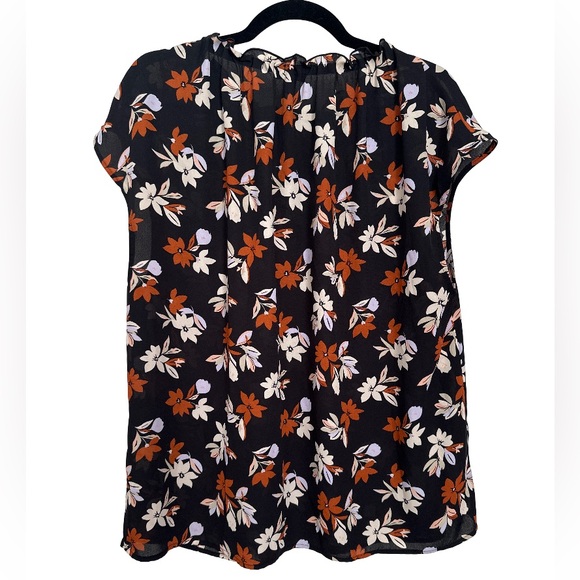 Ann Taylor Black and Orange Floral Blouse - Picture 3 of 4
